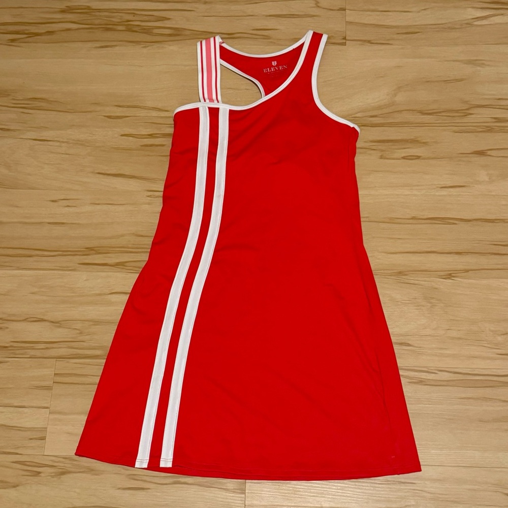 EleVen by Venus Williams Red Striped Asymmetrical Tennis Dress NWOT
